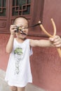 Boy play catapult Royalty Free Stock Photo