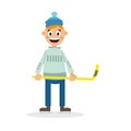 The boy play hockey