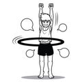 Boy play hoola hoop funny cartoon Royalty Free Stock Photo