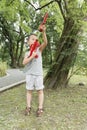 Boy play water gun Royalty Free Stock Photo