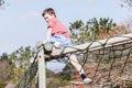 Boy Playground Climbing Netting Royalty Free Stock Photo