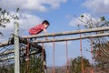 Boy Playground Netting Royalty Free Stock Photo