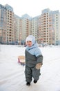 Boy playin in snow Royalty Free Stock Photo