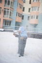 Boy playin in snow Royalty Free Stock Photo