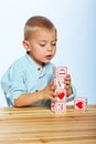 Boy playing with alphabet blocks Royalty Free Stock Photo