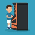 Boy playing arcade video machine Royalty Free Stock Photo