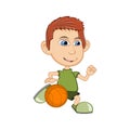 The boy playing basketball cartoon vector illustration