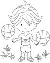 Boy playing basketball coloring page