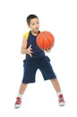 Boy playing basketball isolated Royalty Free Stock Photo