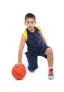 Boy playing basketball isolated Royalty Free Stock Photo