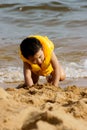 Boy playing on beach Royalty Free Stock Photo