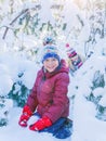 Boy playing in big snow in winter. Royalty Free Stock Photo