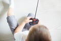 A boy playing with a car remote Royalty Free Stock Photo