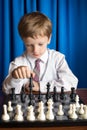 Boy playing chess