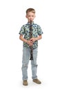 Boy playing a clarinet Royalty Free Stock Photo