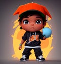 Boy playing, 3d anime cartoon fictional character, AI Generated