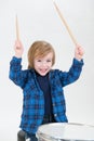 Boy playing drums Royalty Free Stock Photo