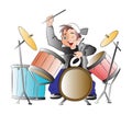 Boy Playing Drums, illustration Royalty Free Stock Photo