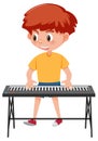 A boy playing electronic keyboard