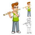 Boy Playing Flute Cartoon Character Royalty Free Stock Photo