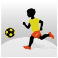 Boy playing football. Flat design.