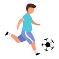 Boy playing football flat vector illustration