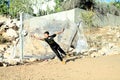 Boy playing football in Palestine Royalty Free Stock Photo
