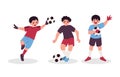 Boy Playing Football Soccer Player Sport Character Isolated Royalty Free Stock Photo