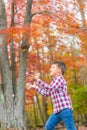 Boy playing in the grass