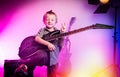 Boy playing guitar , kid guitarist . Royalty Free Stock Photo