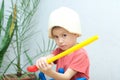 Boy playing hero knight warrior Royalty Free Stock Photo