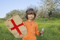 Boy playing in medieval knight Royalty Free Stock Photo