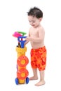 Boy Playing With Plastic Golf Set Over White Royalty Free Stock Photo