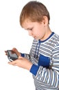 Boy playing psp Royalty Free Stock Photo