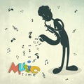 Boy playing saxophone for music concept. Royalty Free Stock Photo