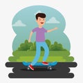 boy playing skateboard sport in the park Royalty Free Stock Photo