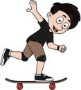 Boy Playing Skateboard Cartoon Color Illustration Royalty Free Stock Photo