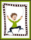 Boy playing with the skipping rope card Royalty Free Stock Photo