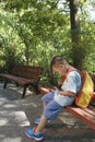 Boy using smartphone