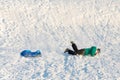 Boy playing in the snow Royalty Free Stock Photo