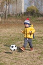 Little boy playing with soccer or football ball. sports for exercise and activity Royalty Free Stock Photo