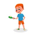 Boy Playing Table Tennis, Kid Playing Sports Game, Doing Physical Exercise, Active Healthy Lifestyle Concept Cartoon Royalty Free Stock Photo