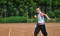 Boy playing tennis