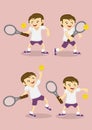 Boy Playing Tennis Vector Cartoon