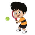 Boy playing tennis