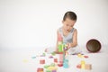 Boy playing toy bricks