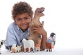 Boy playing with toys Royalty Free Stock Photo
