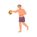 Boy playing volleyball at beach, summer holiday Royalty Free Stock Photo