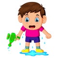 Boy playing with water gun Royalty Free Stock Photo