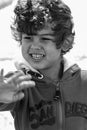 Boy plays at the seaside Royalty Free Stock Photo